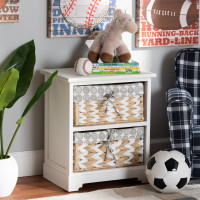 Baxton Studio TLM1801-White-2 Baskets Baxton Studio Rianne Modern Transitional White Finished Wood 2-Basket Storage Unitv